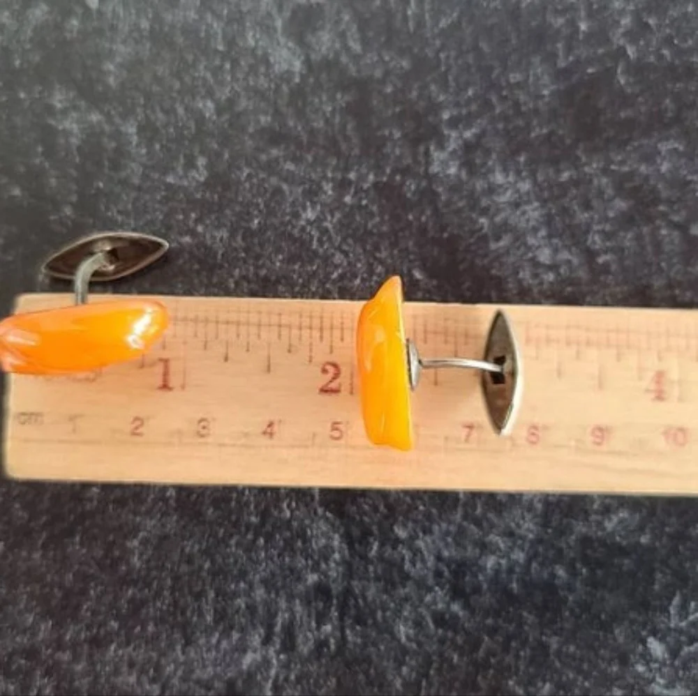 Vintage 830 Silver Amber Cufflinks